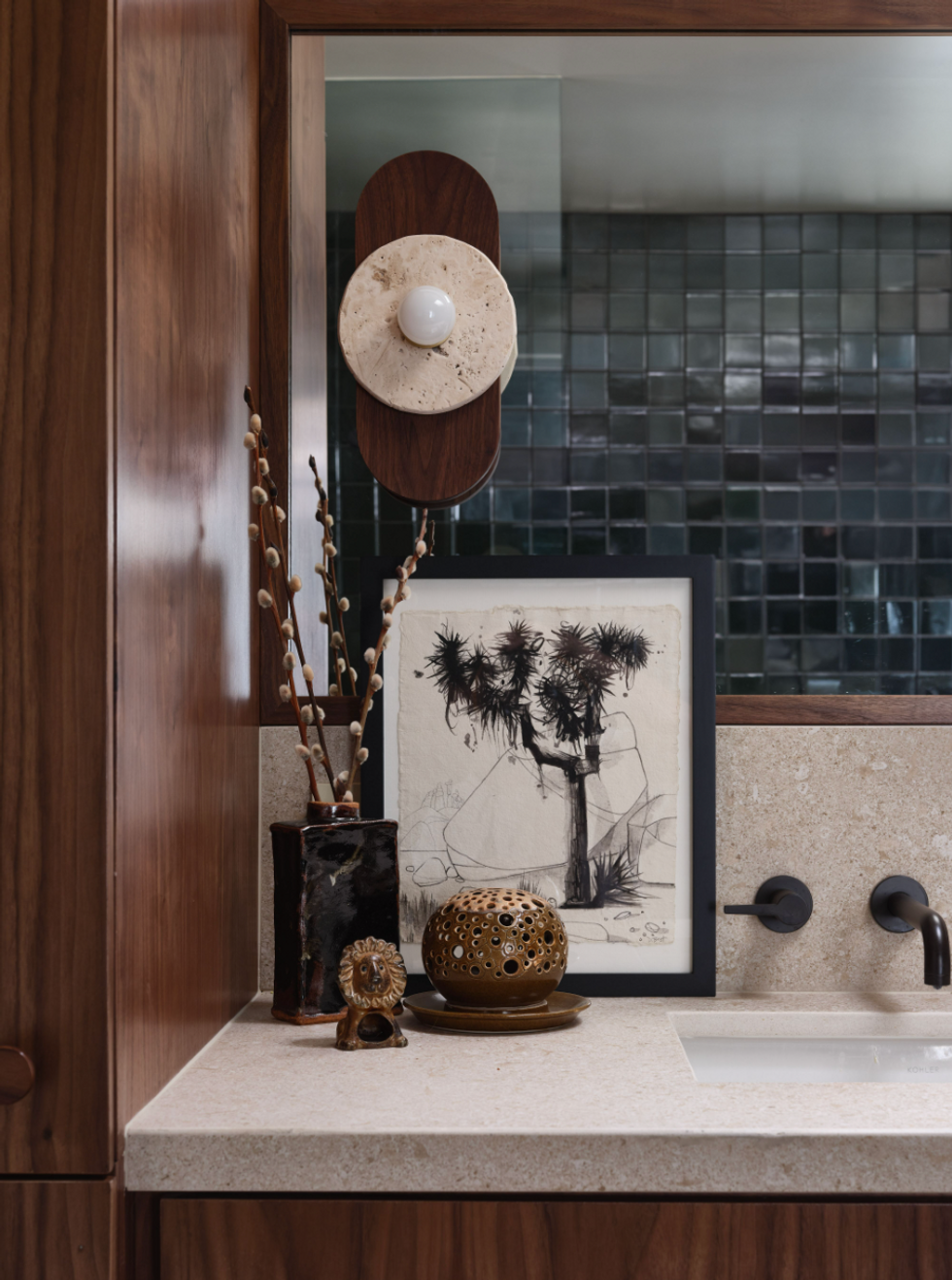 a completely renovated bathroom in 70s style