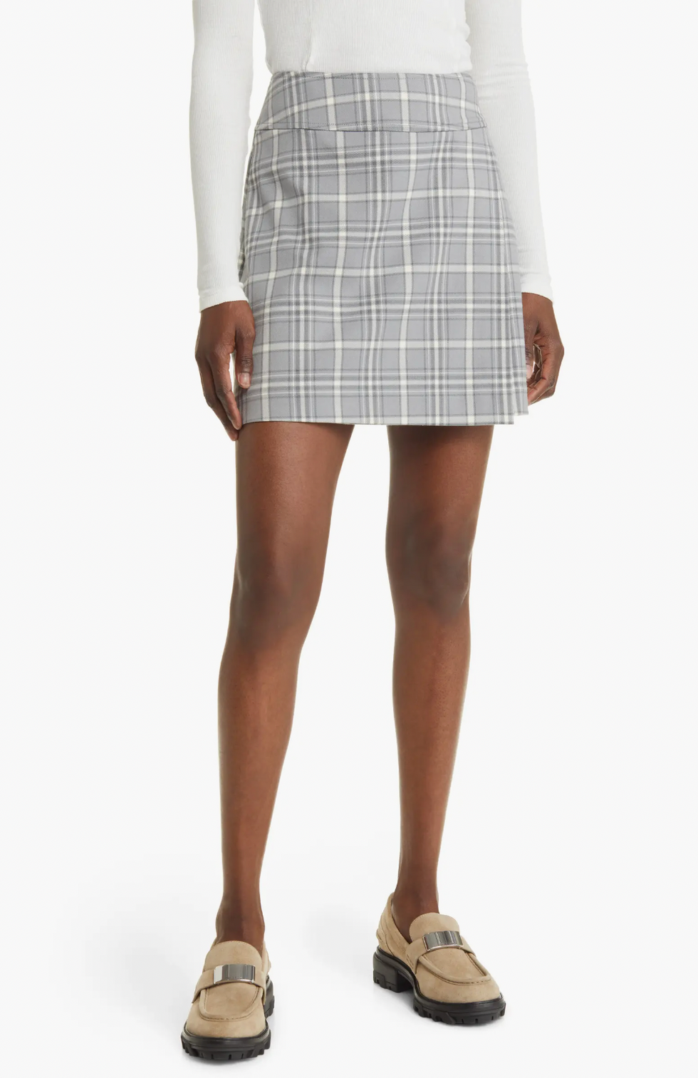 a line plaid mini skirt