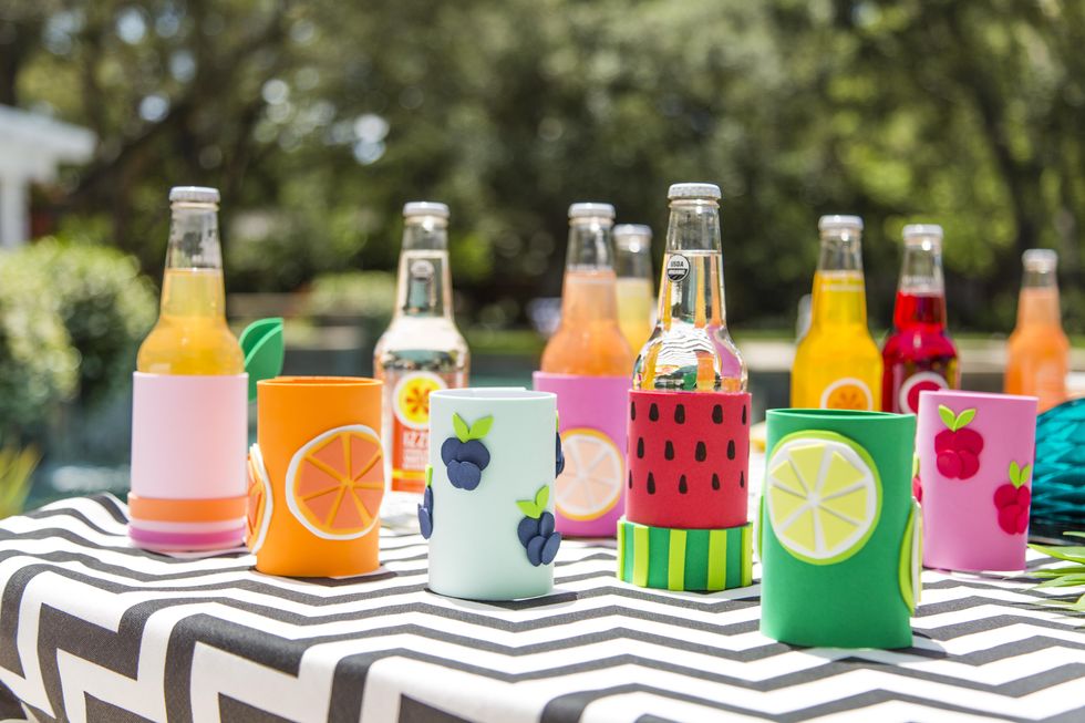 a table full of soda choices