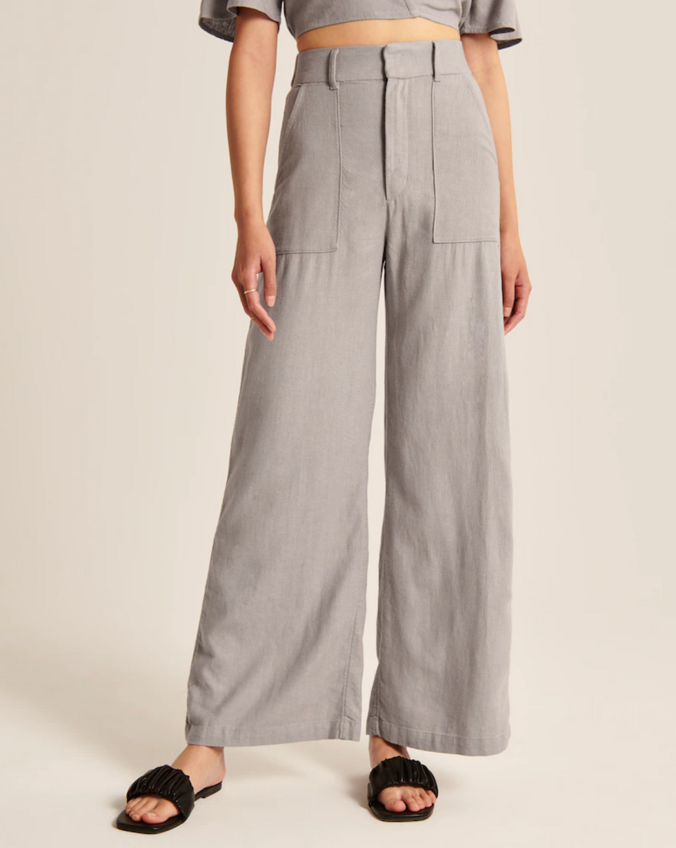 Abercrombie & Fitch Linen Blend Wide Leg Pants