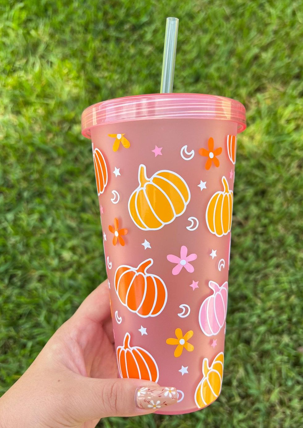 AbundantGemsCo Pink Pumpkin Tumbler