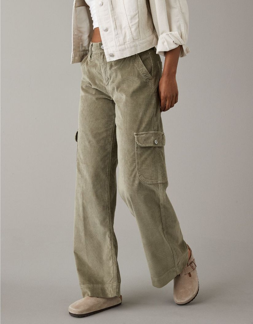 Wild Fable Women's Low-Rise Relaxed Corduroy Cargo Pants Khaki L