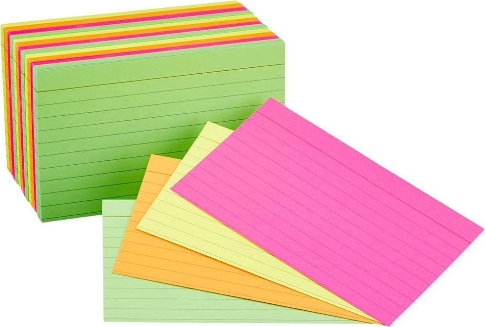 Amazon Basics Ruled Neon Flash Cards