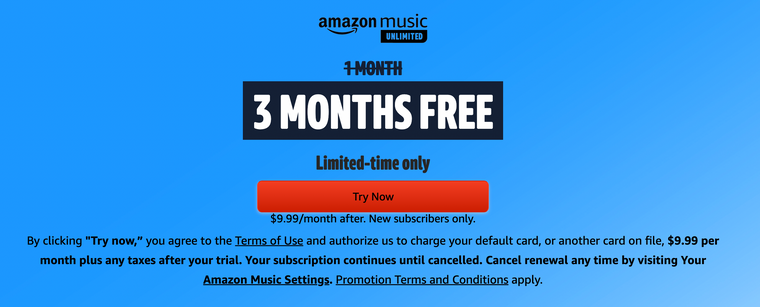 Try  Music Unlimited Free for 3 Months