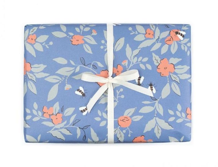 Blue Floral Wrapping Paper, 20 sq. ft.