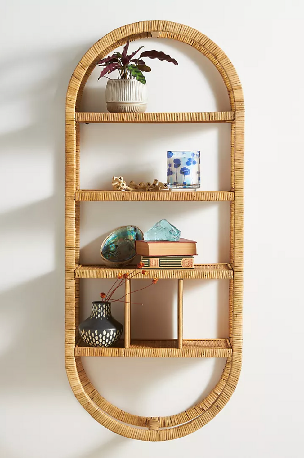 Anthropologie Living Selena Rattan Shelving Unit