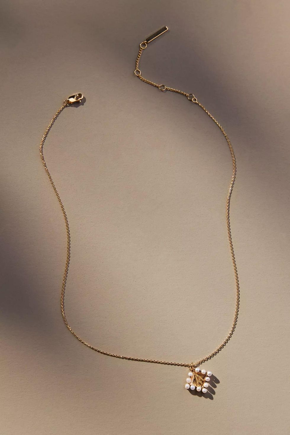 Anthropologie Monogram Pearl Pendant Necklace