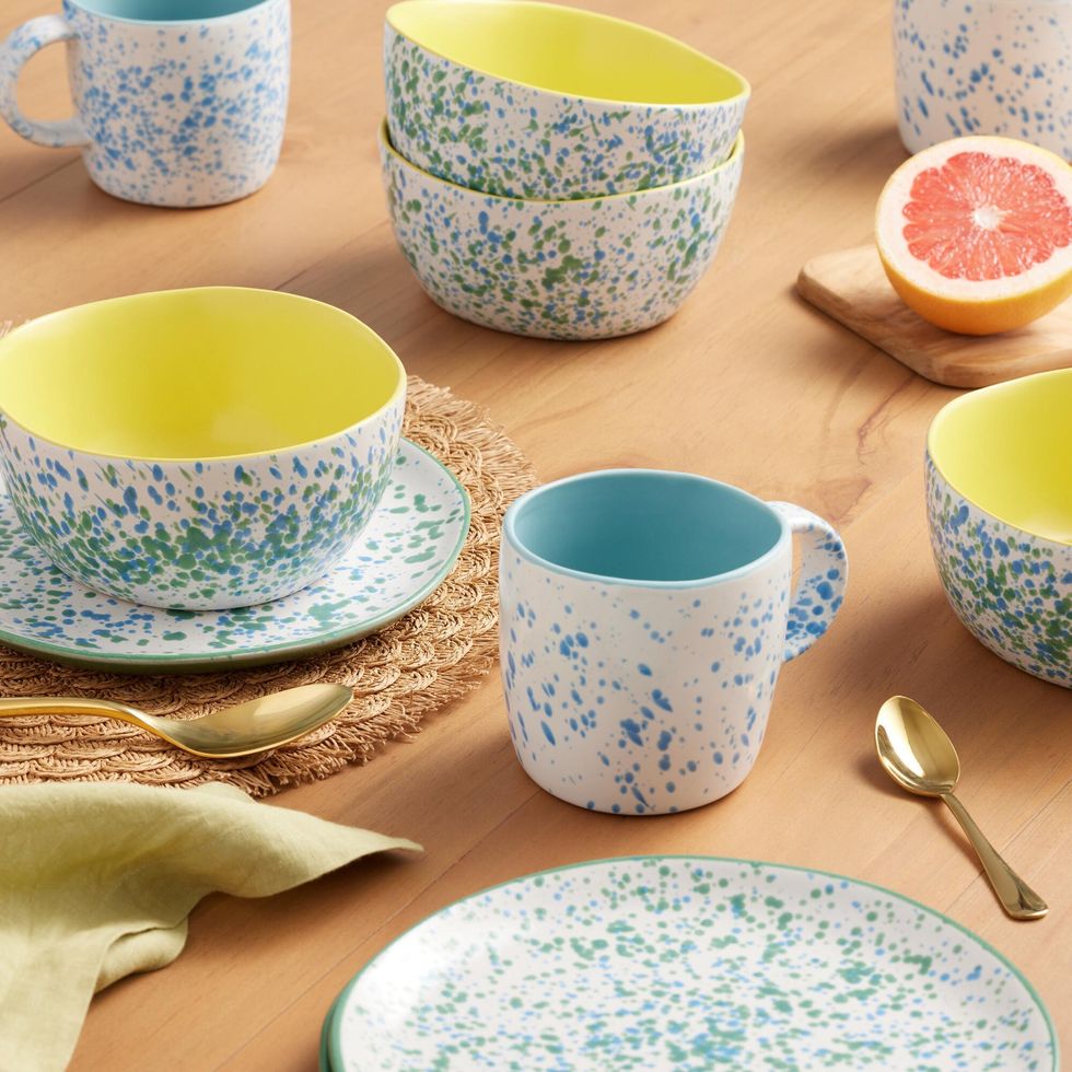 Aqua Splatter Hand Painted Dinnerware Collection