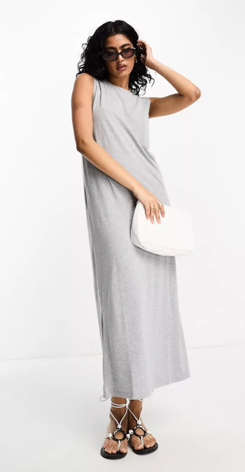 ASOS DESIGN Sleeveless Maxi Dress in Gray Heather