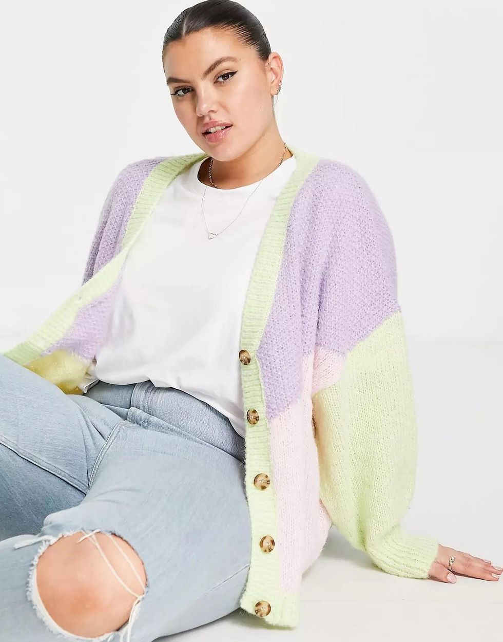 Asos Pieces Curve Colorblock Cardigan