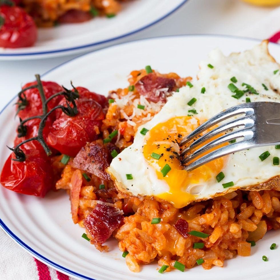 Bacon and Egg Risotto for Breakfast