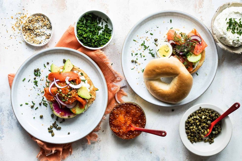 bagel bar with caviar topping