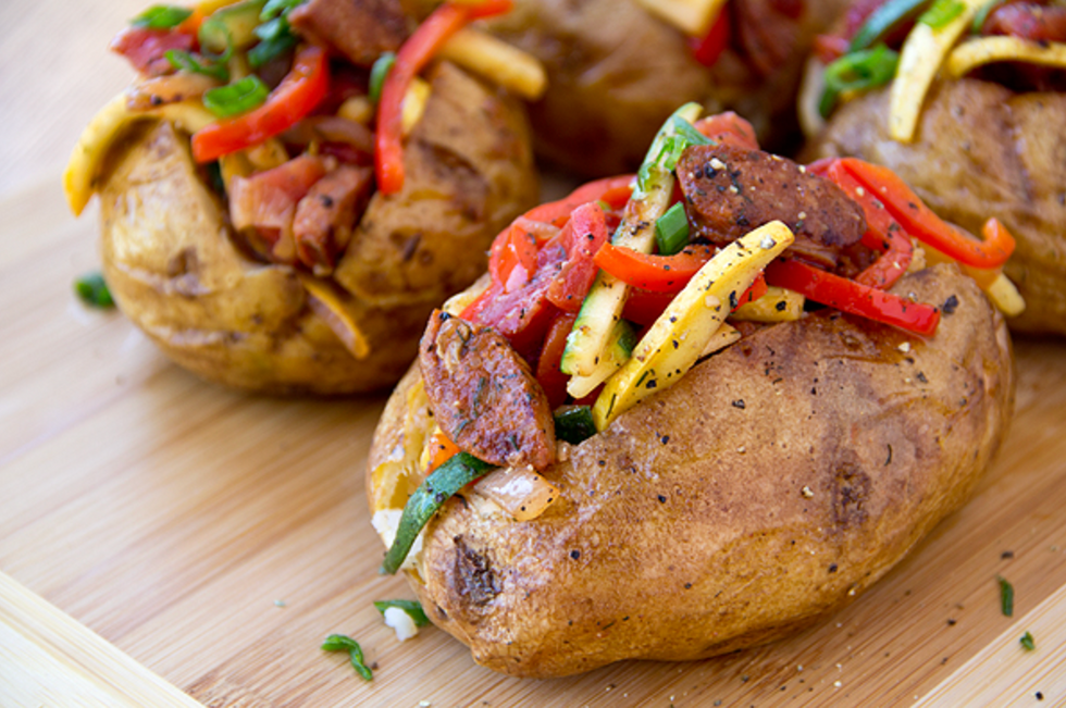 Baked Potato Stuffed With Grilled Vegetables