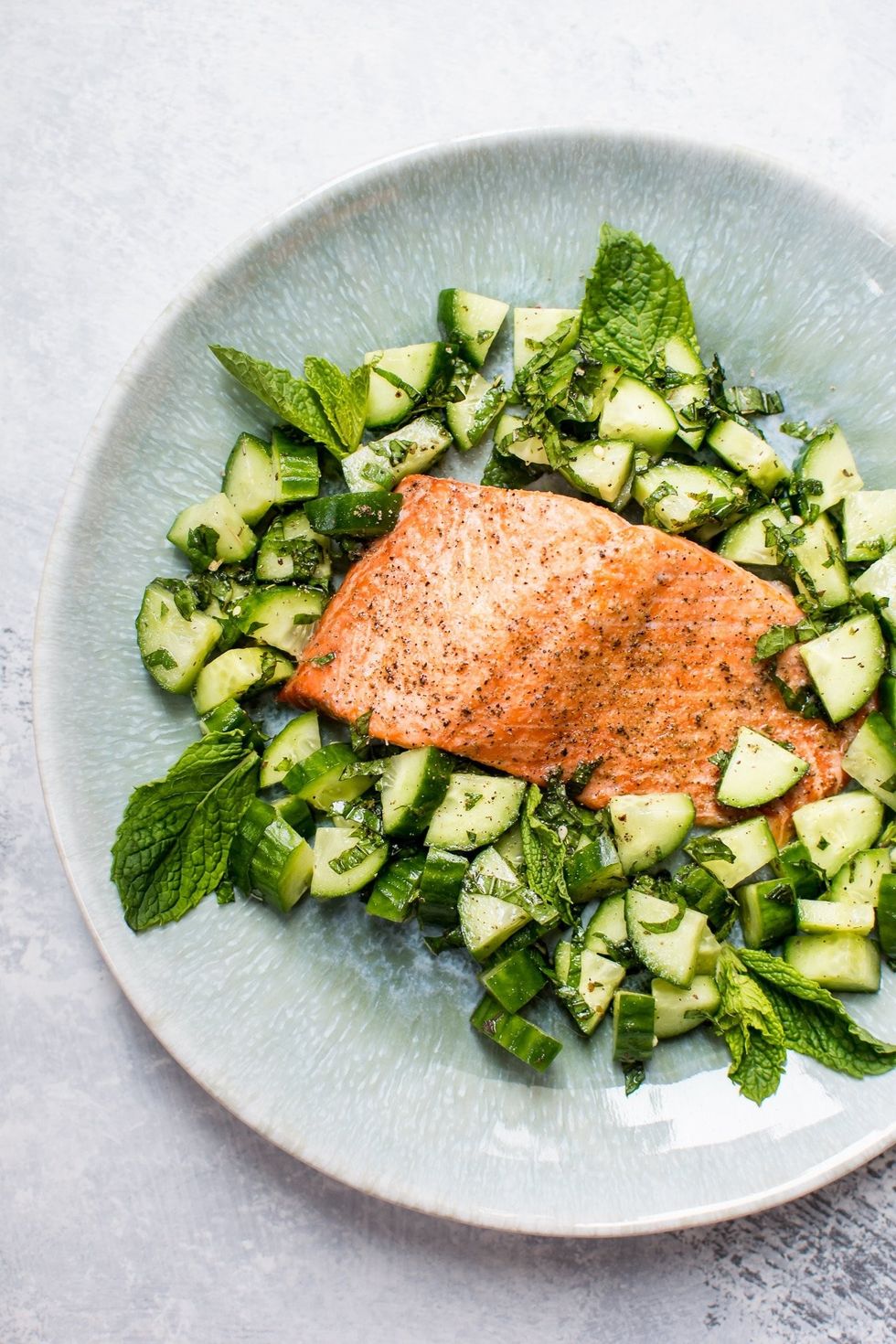 Baked Salmon with Cucumber Mint Salsa