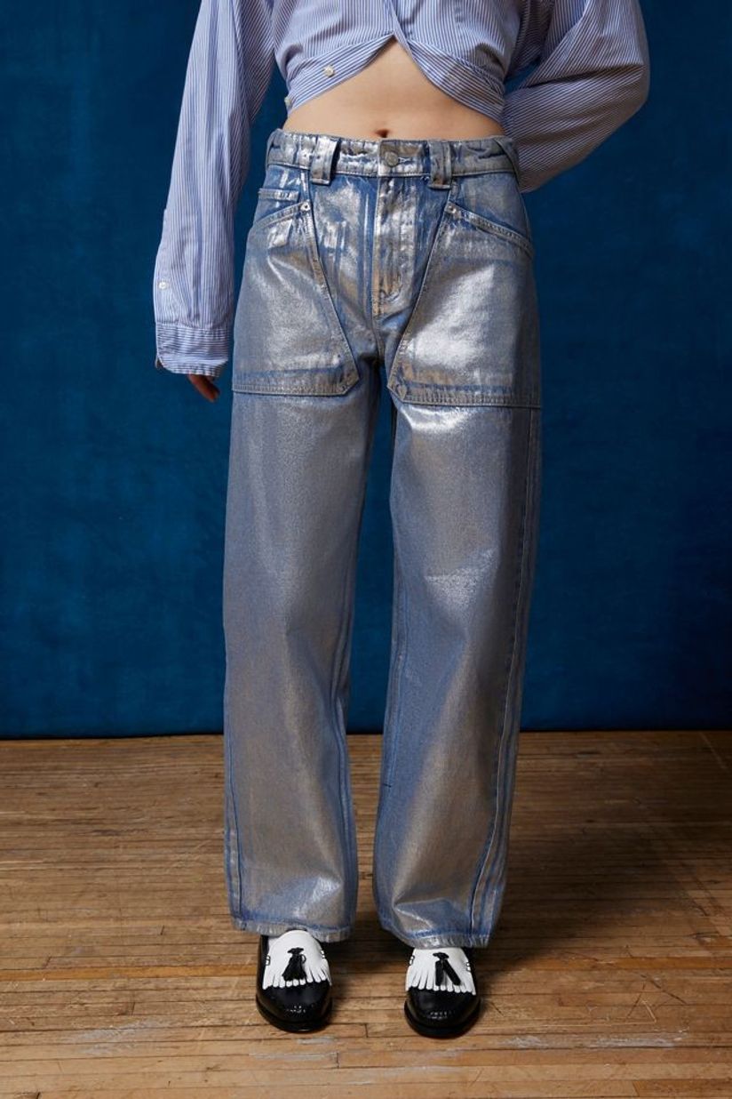 Temu Solid Color Pocket Rhinestone Long Length Straight Leg, Women's Denim Glitter Decor High Rise Slash Party Y2K Style Women's Denim Jeans Women's
