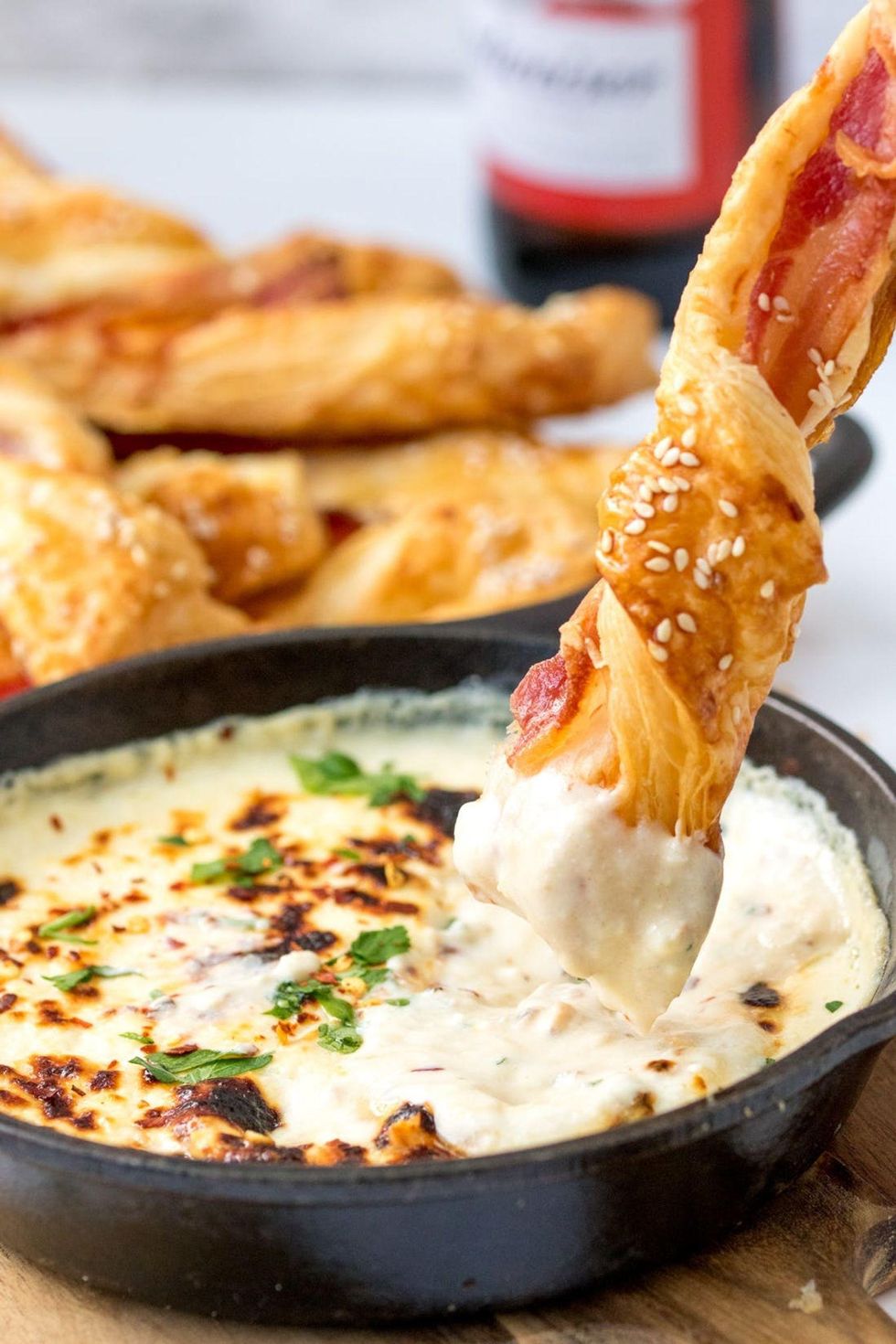 beer cheese dip with bacon pretzel twists