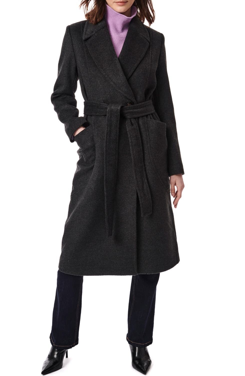 Bernardo Belted Wool Blend Longline Coat best winter coats