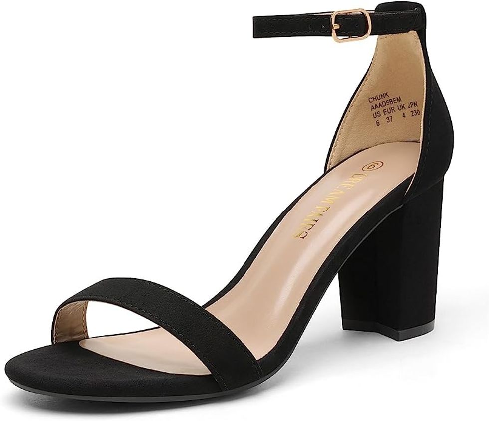 Black Low Heel Pump Sandals