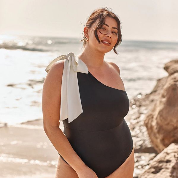 Beach Bump™ Plus Size Smocked Waist Maternity One Piece Swimsuit