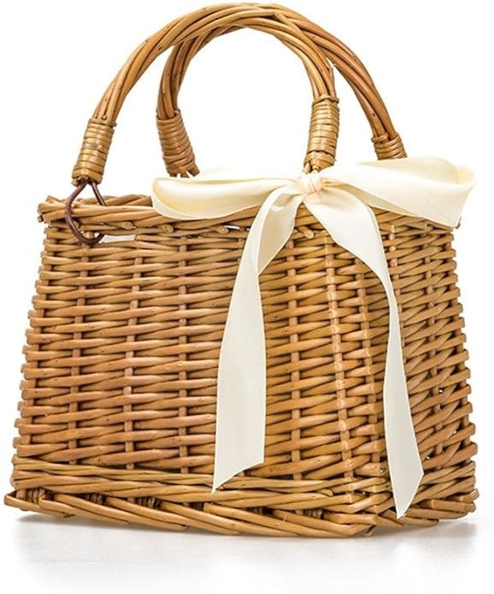 Bow Rattan Woven Bag