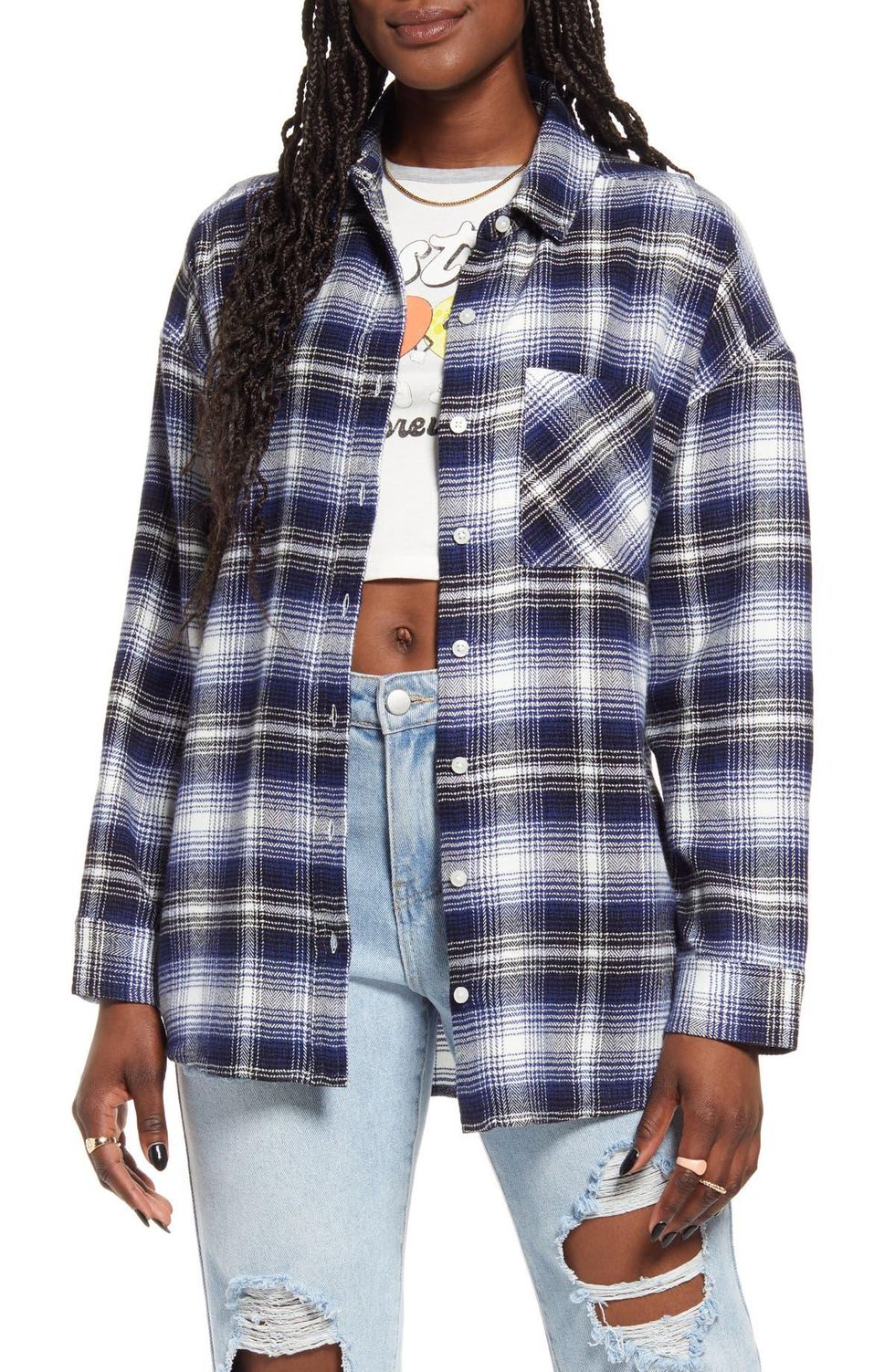 BP Boyfriend Plaid Button-Up Shirt