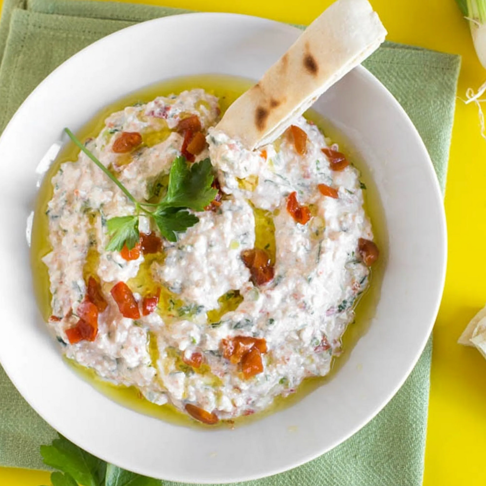 brit + co spicy feta dip for super bowl dip party