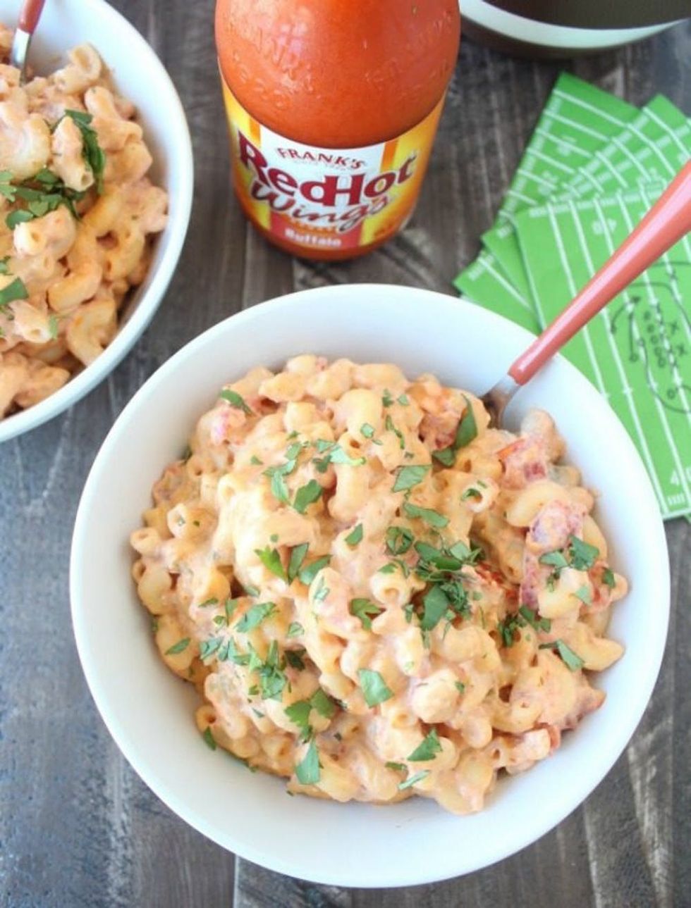 Buffalo Crock-Pot Mac and Cheese with some parsley decorating it