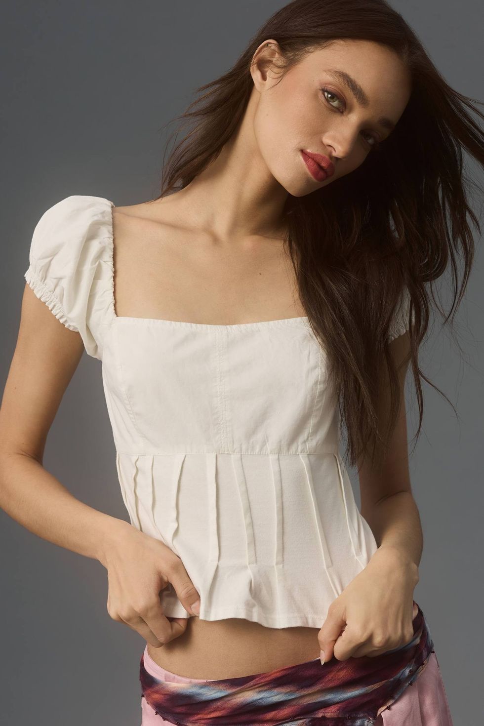 By Anthropologie – Puff Sleeve Corset Top