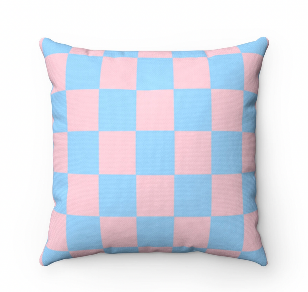 checkered throw pillow