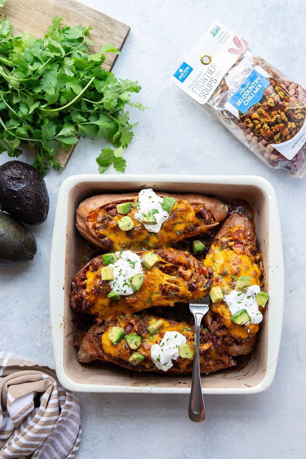 Cheese Chili Stuffed Sweet Potatoes