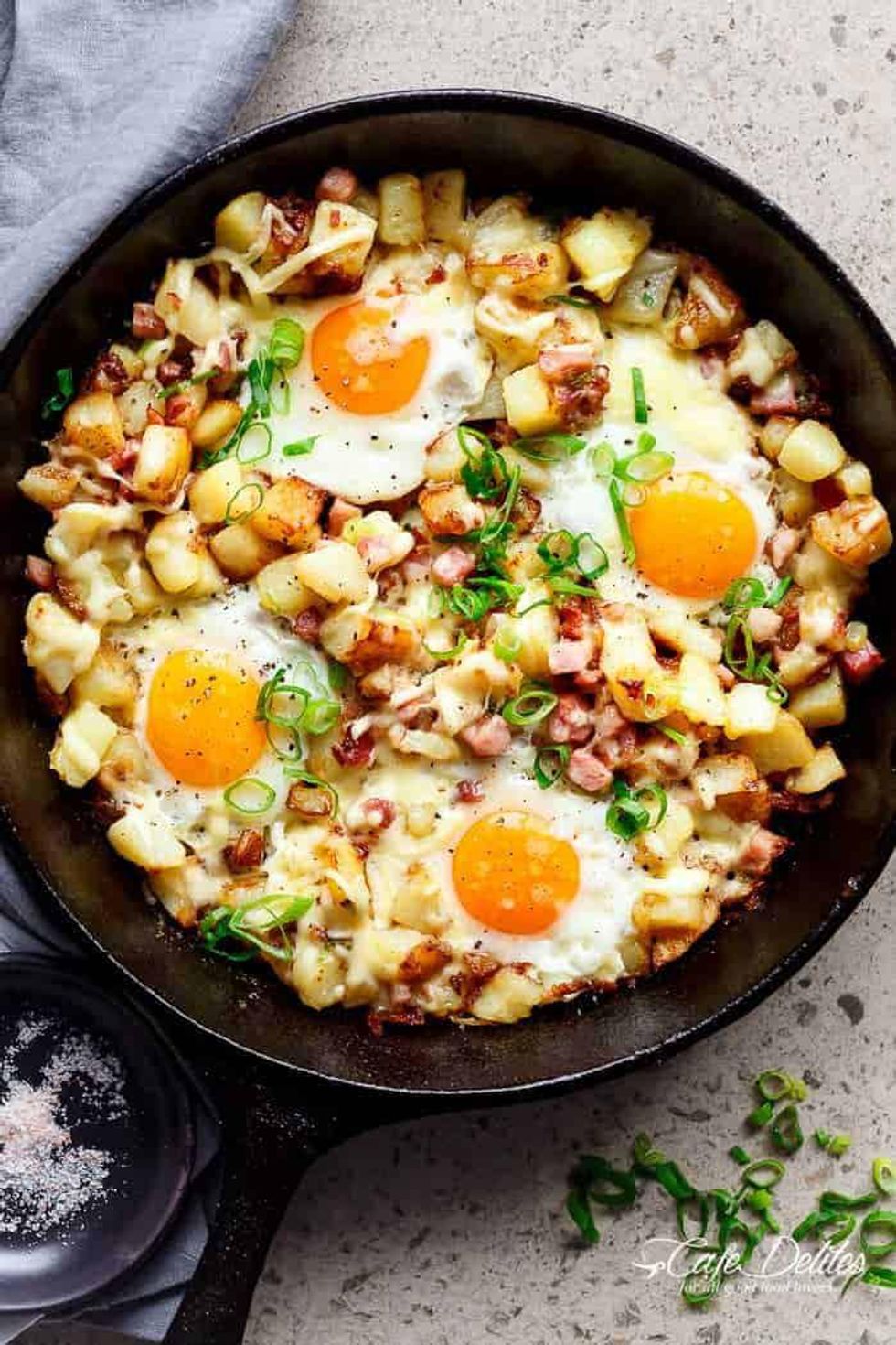 Cheesy Bacon and Egg Hash Winter Brunch Recipes