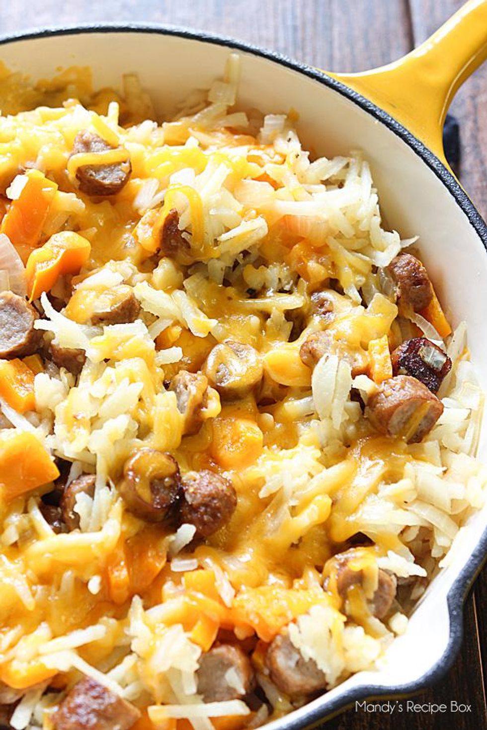 Cheesy Hash Browns and Sausage Skillet