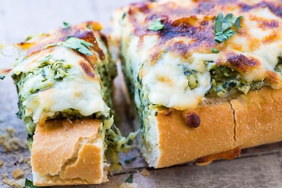 Cheesy Spinach Artichoke Bread