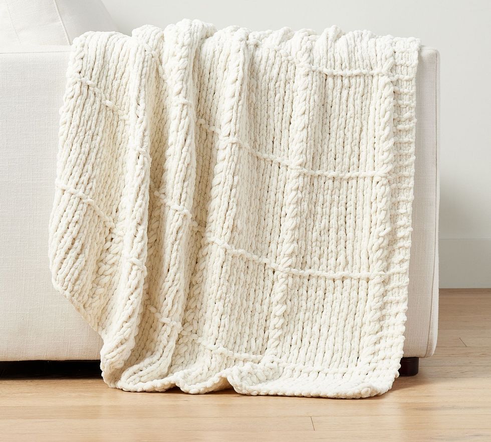 Chenille Windowpane Throw Blanket