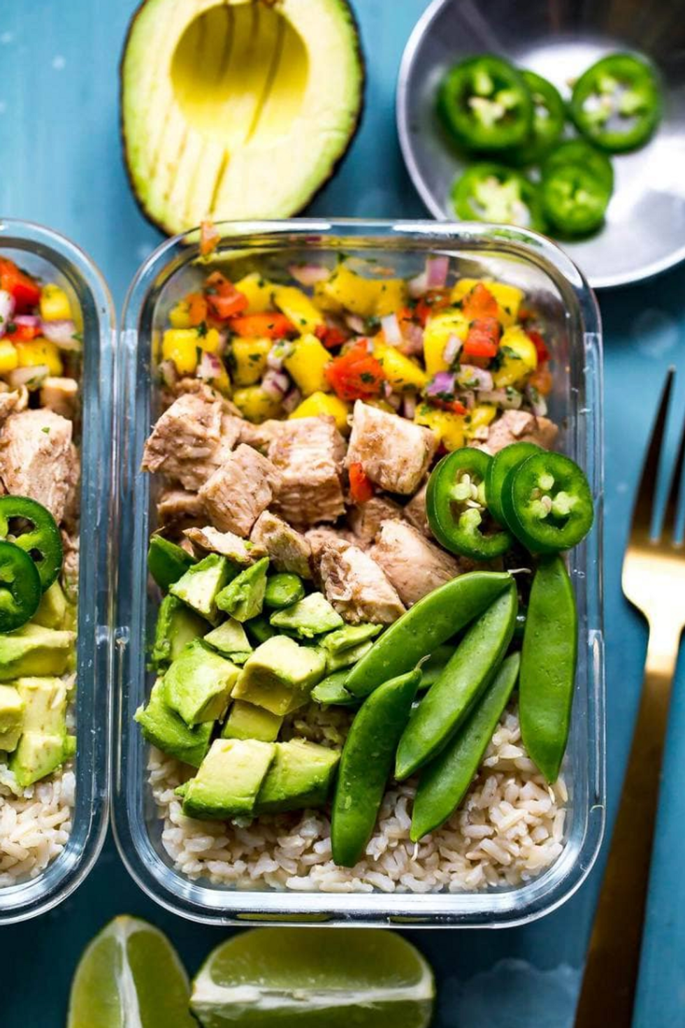 chicken meal prep with snap peas