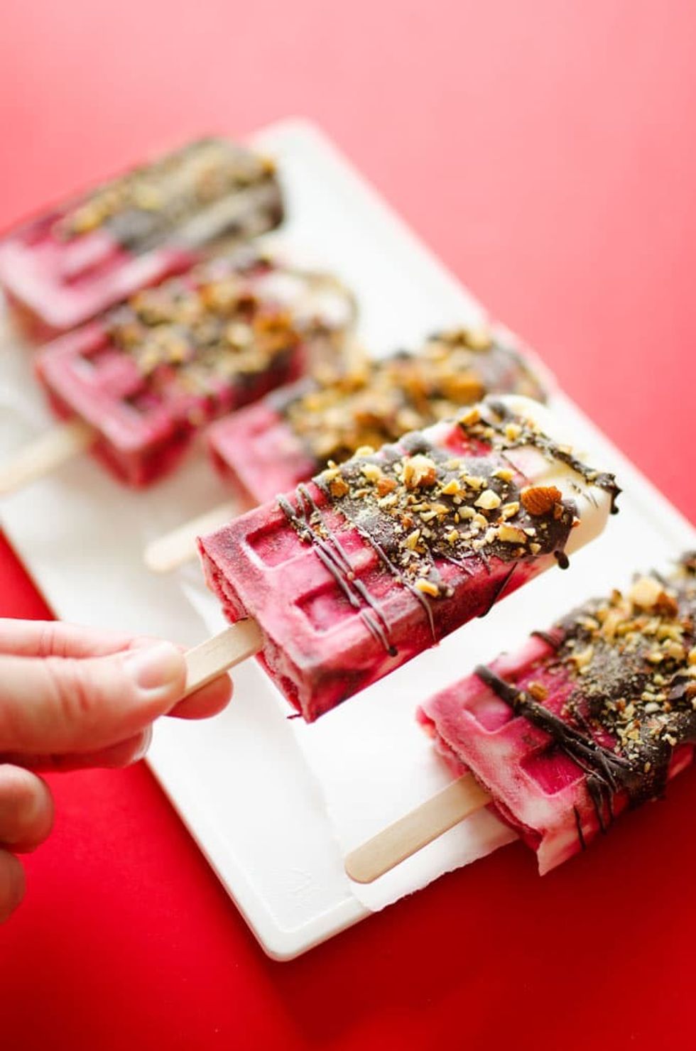 Chocolate Covered Cherry Yogurt Popsicles