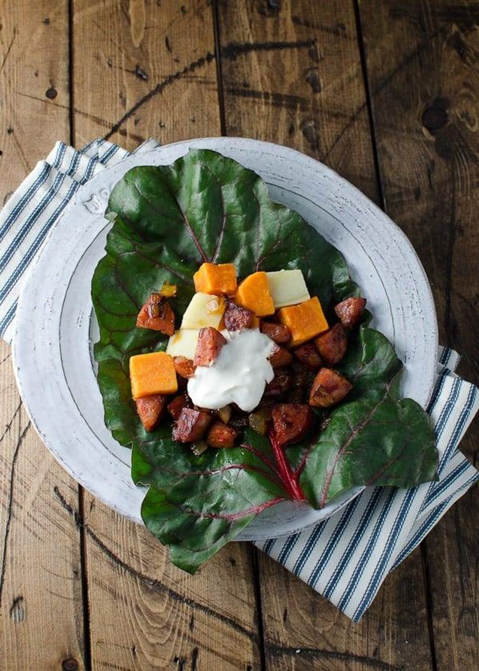 Chorizo, Sweet Potato and Swiss Chard Wrap