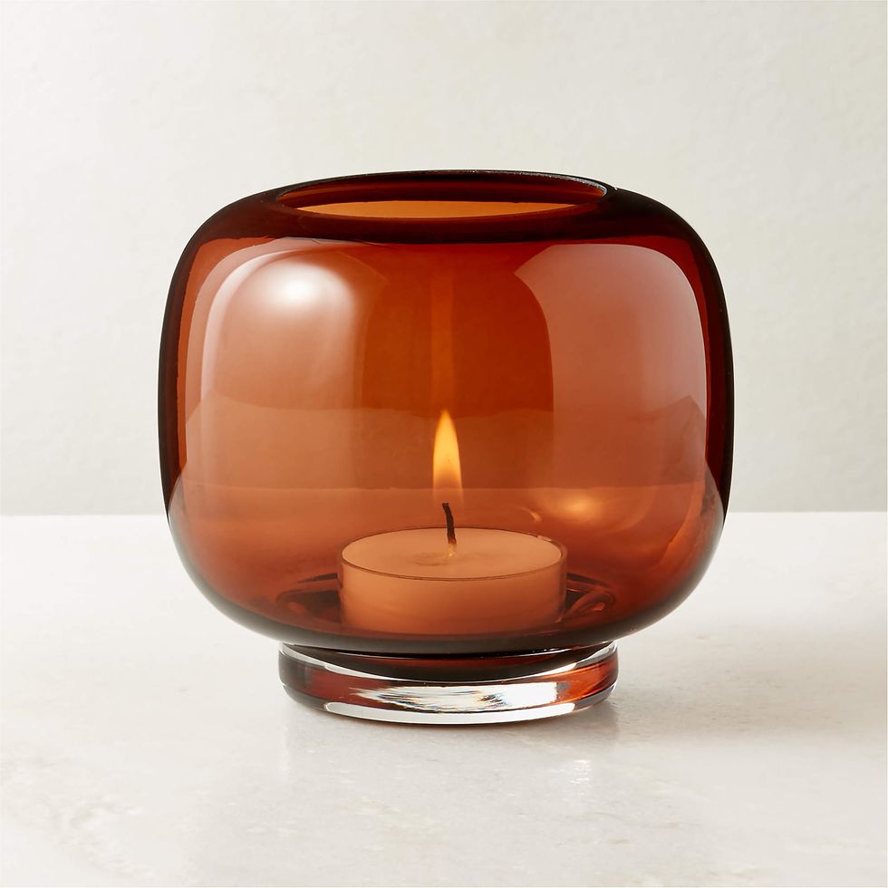 Coco Smoked Amber Glass Tealight Candle Holder