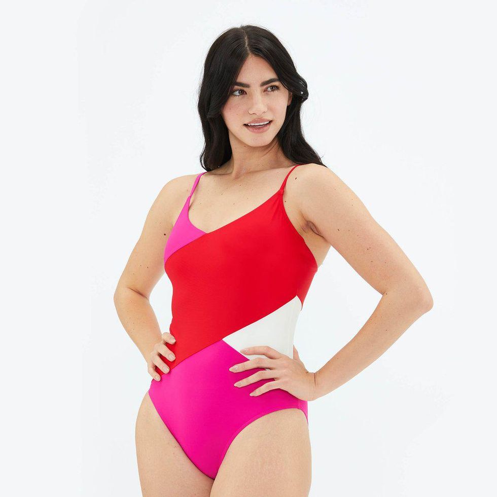 colorblock one piece swimsuit