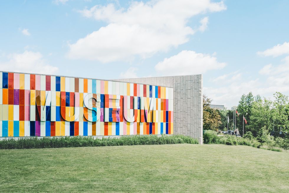 colorful museum sign outside