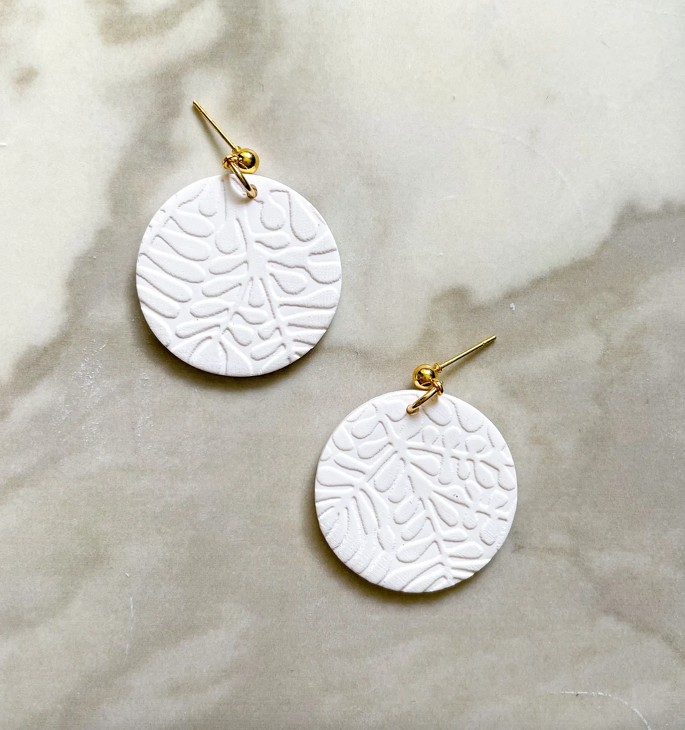 Cori Rose White Matisse Circle Earrings