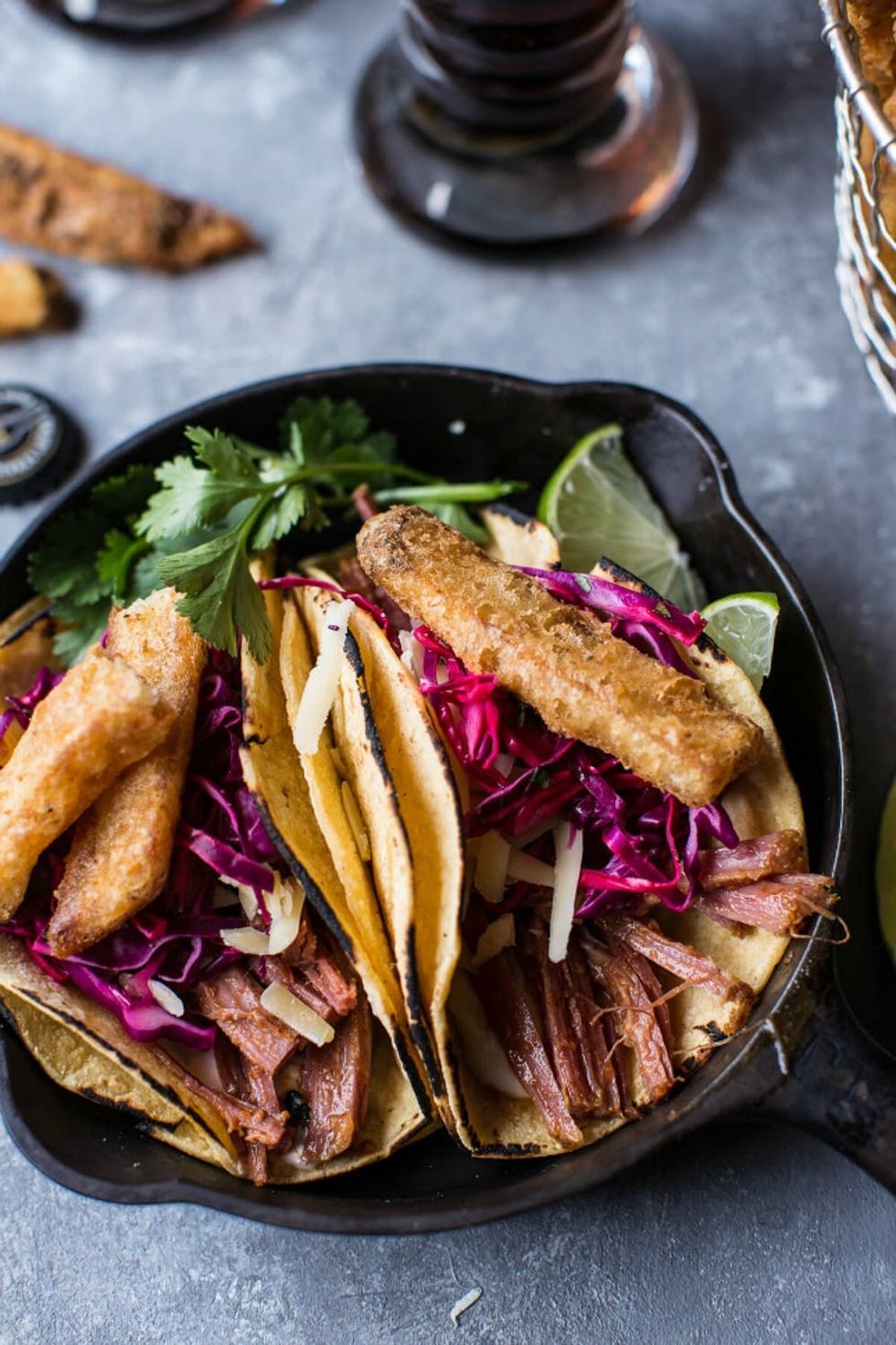 Corned Beef Tacos With Beer Battered Fries