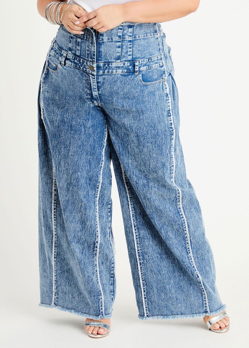 Corset Waist Wide Leg Jeans