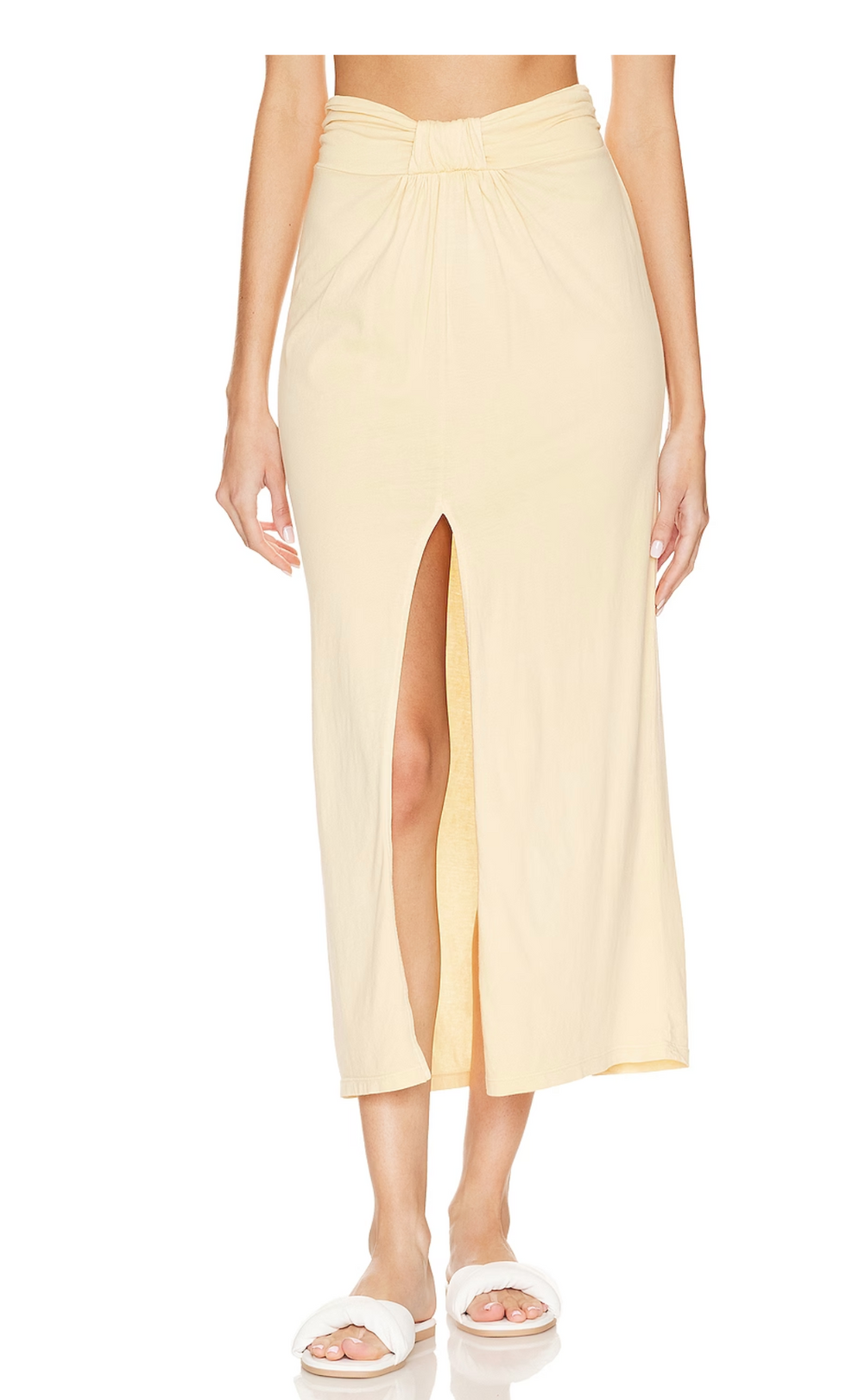 cotton midi skirt with front slit