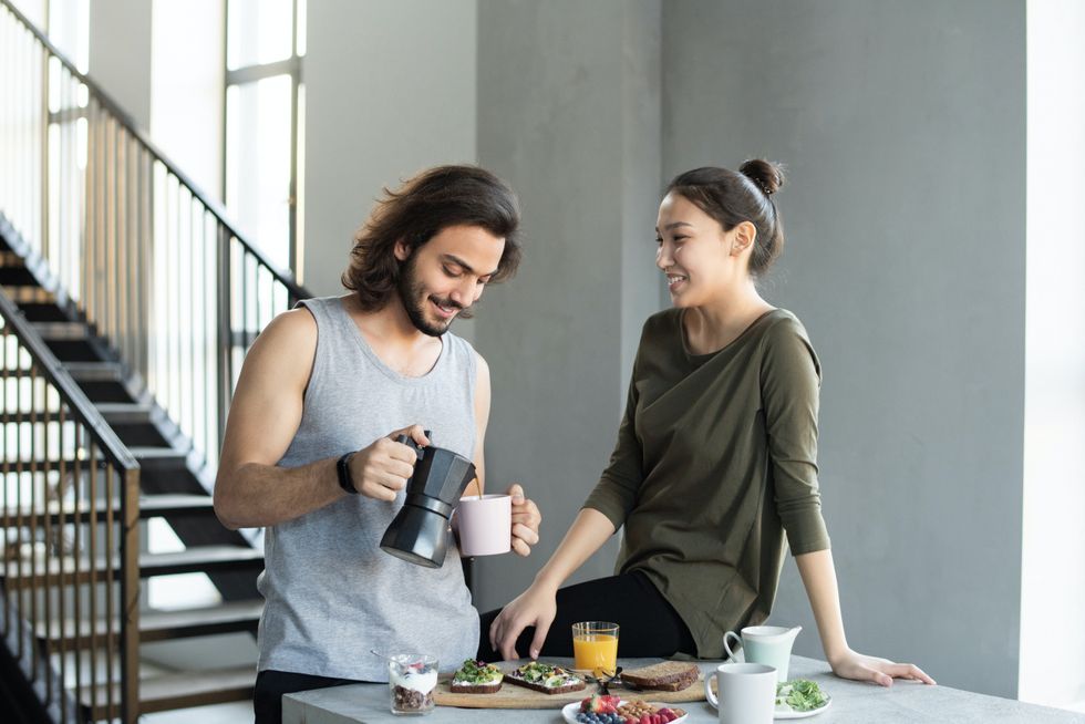 couple enjoying breakfast together