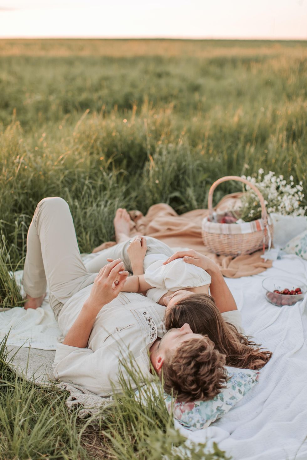 couple having a sunset picnic