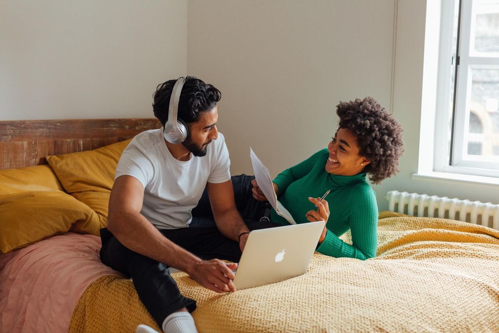 couple working on laptop