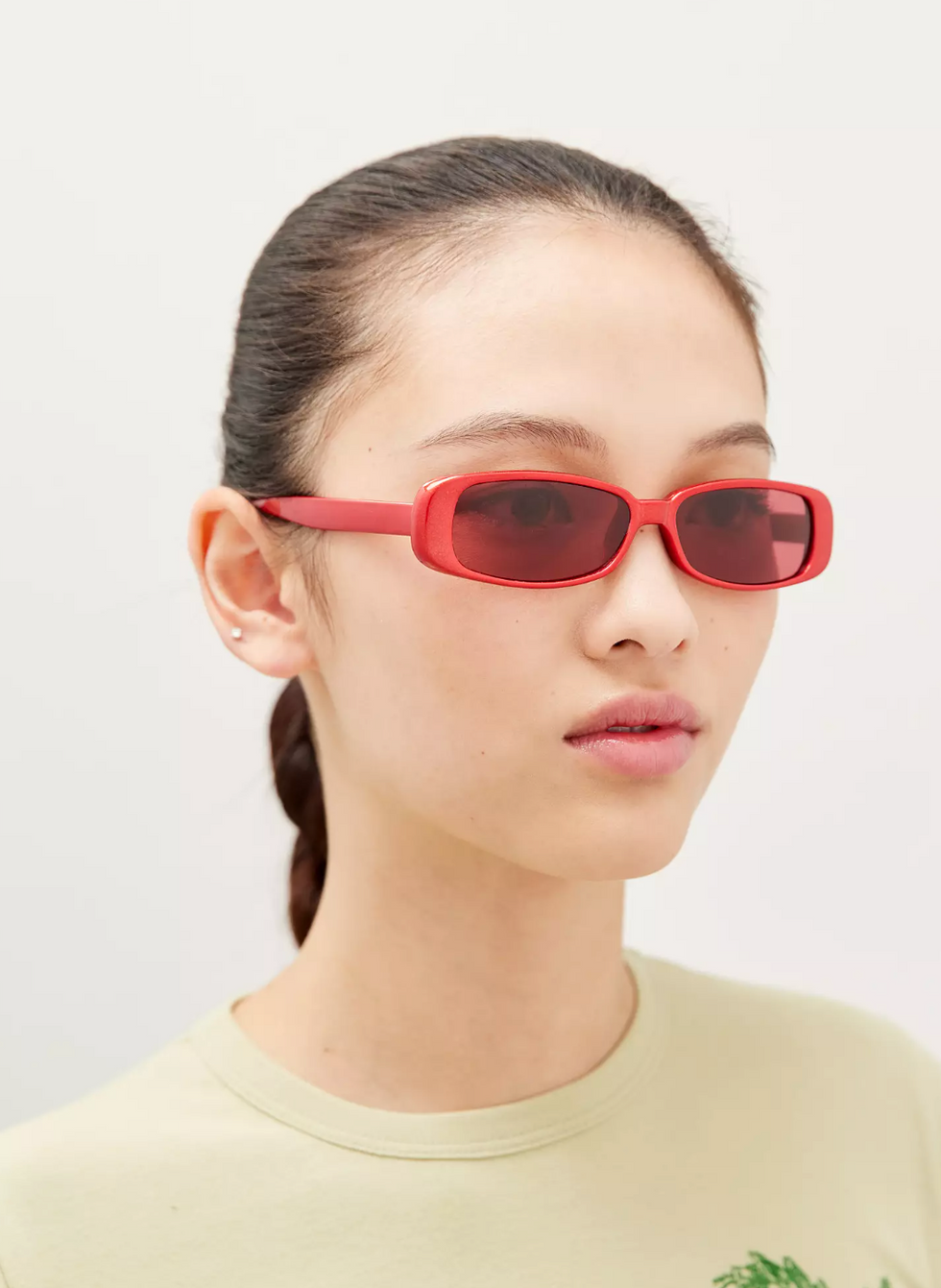 Courtney Slim Rectangle Sunglasses in Red