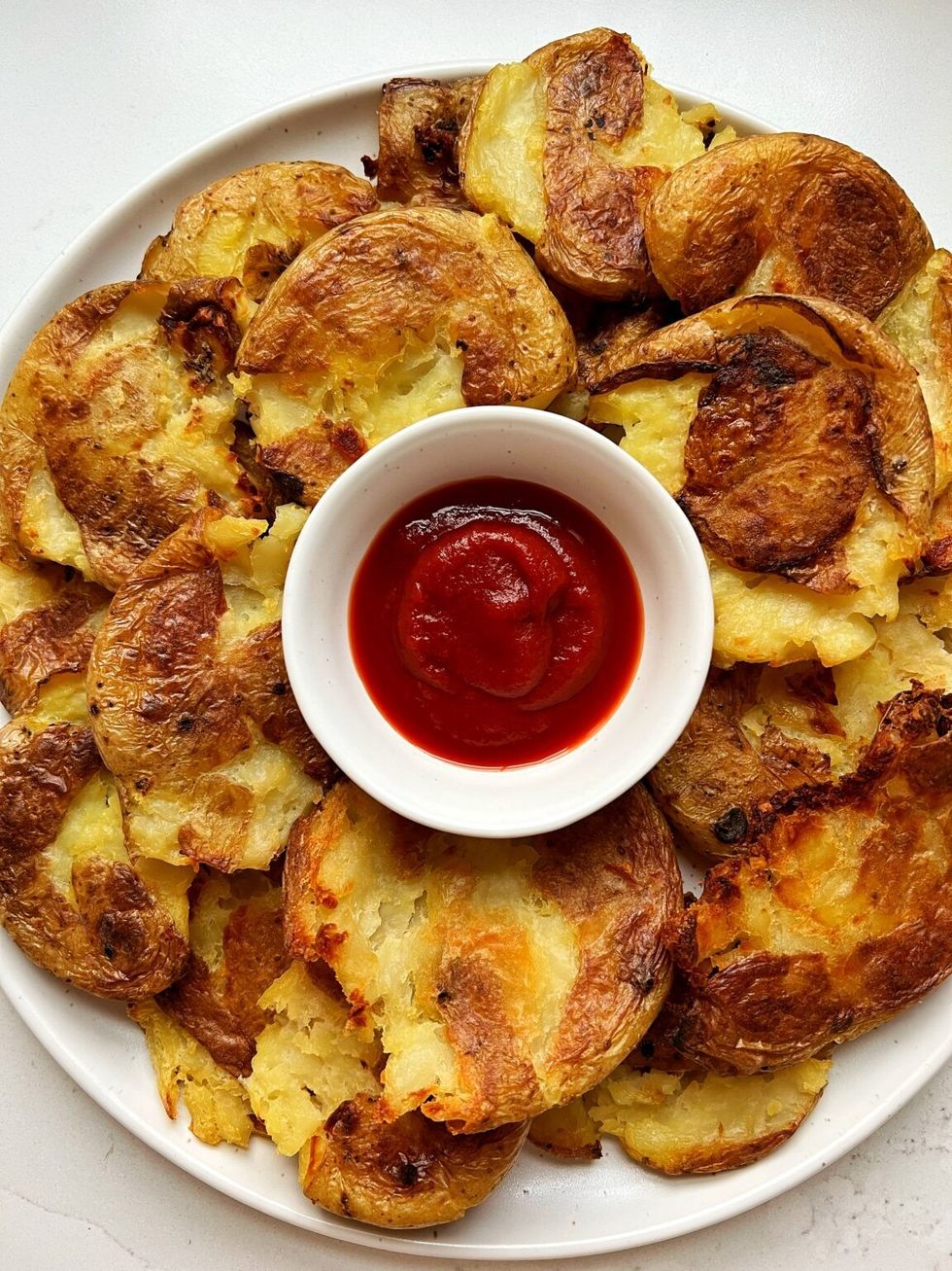 Crispy Salt and Vinegar Smashed Potatoes