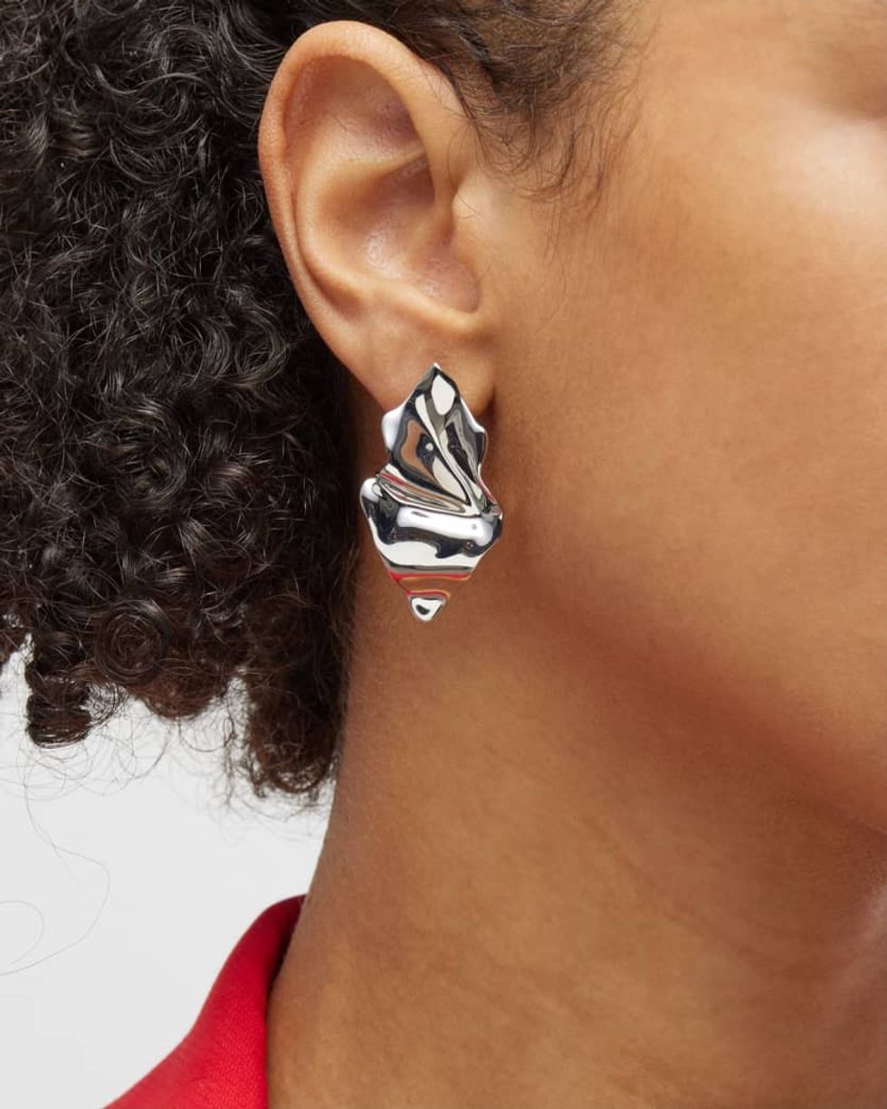 Crumpled silver earrings